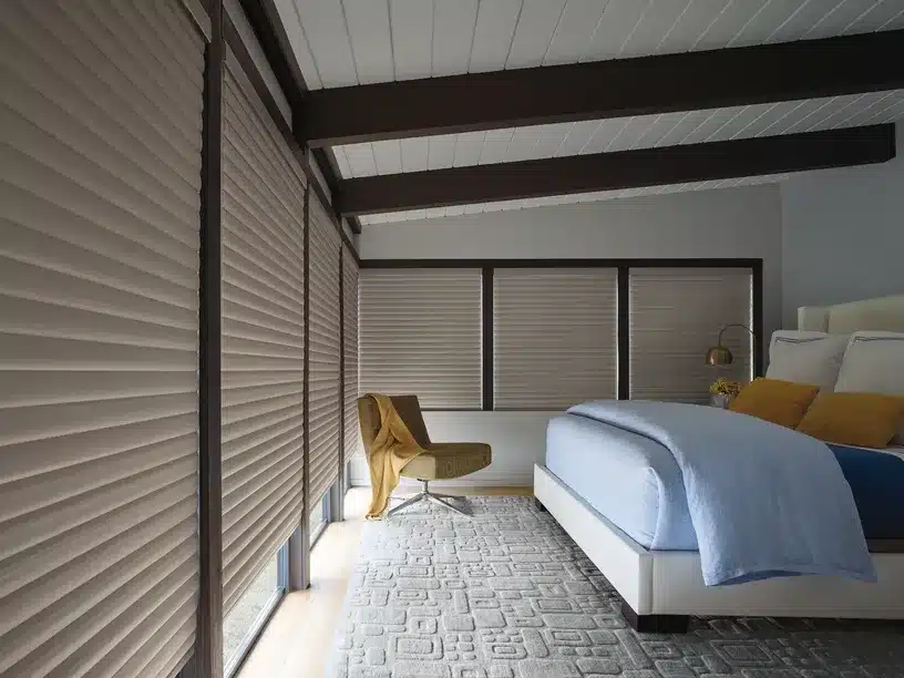 Room-darkening shades in a Dunn Loring bedroom