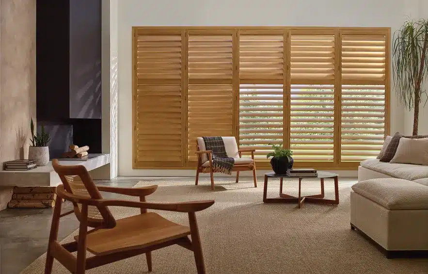 Plantation shutters in a Lorton living room