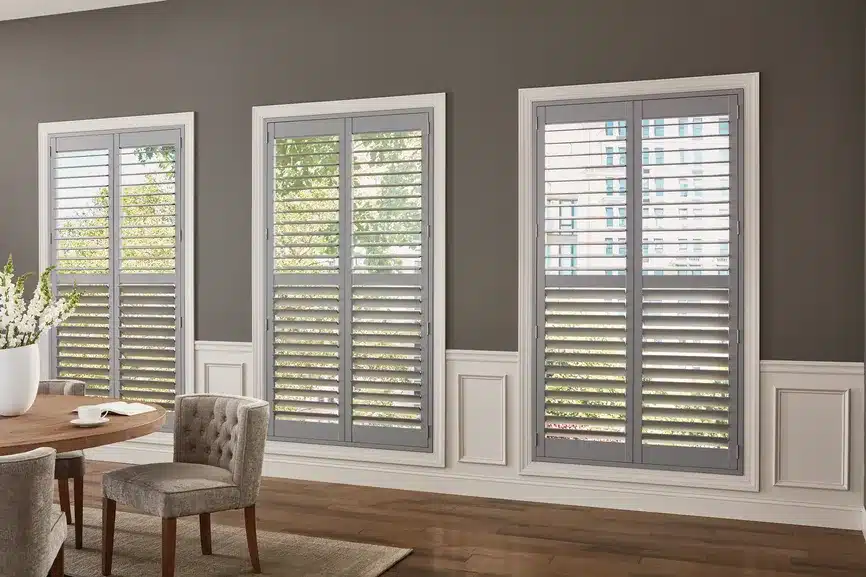Plantation shutters in a Fairfax dining room