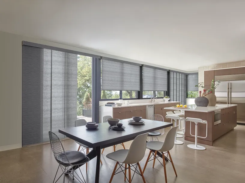 Roller shades in a new Dulles corridor kitchen