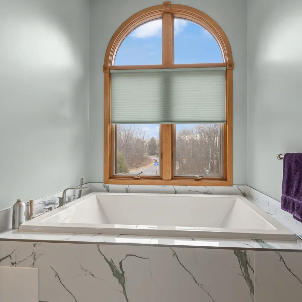 AI visualizer preview of Graber Cellular Shades on the same window